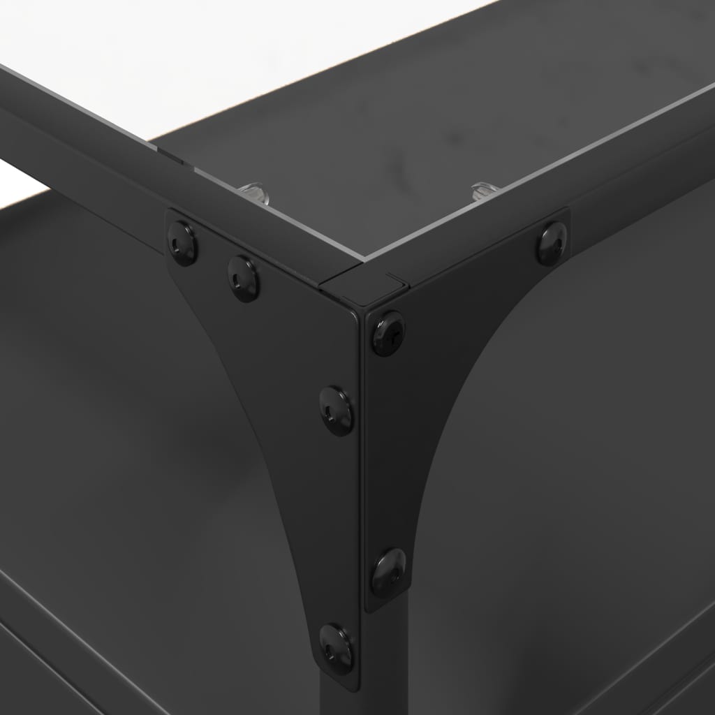 TV cabinet with glass top, black, 98x35x51cm, wood