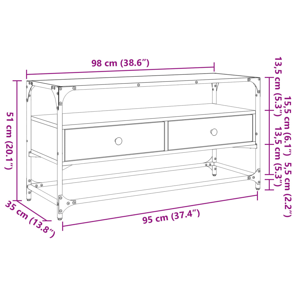 TV cabinet, Sonoma oak, 98x35x51cm, wood