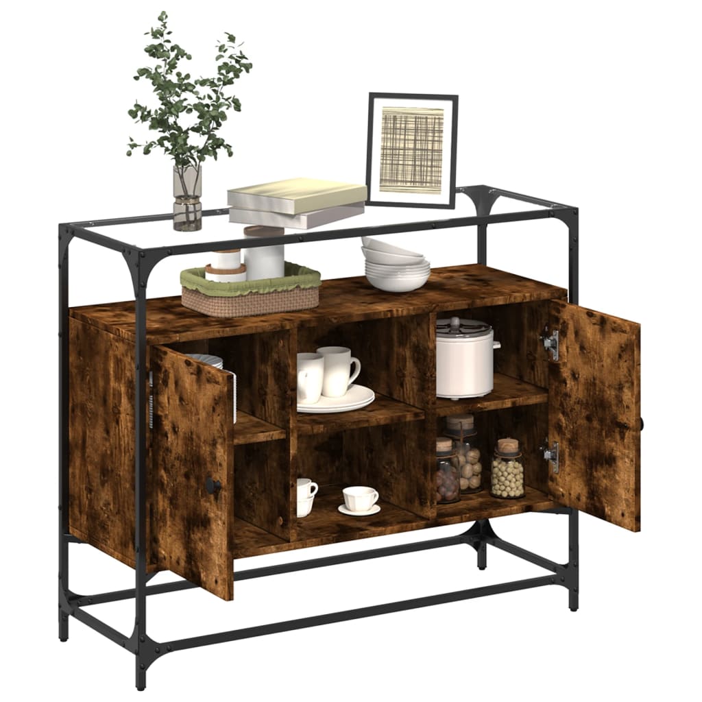 Sideboard, smoked oak, 98x35x81cm, wood