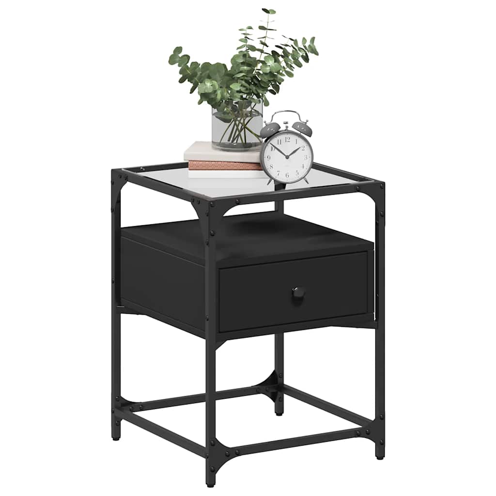 Bedside tables, 2 pcs., black, 40x40x55cm, engineered wood