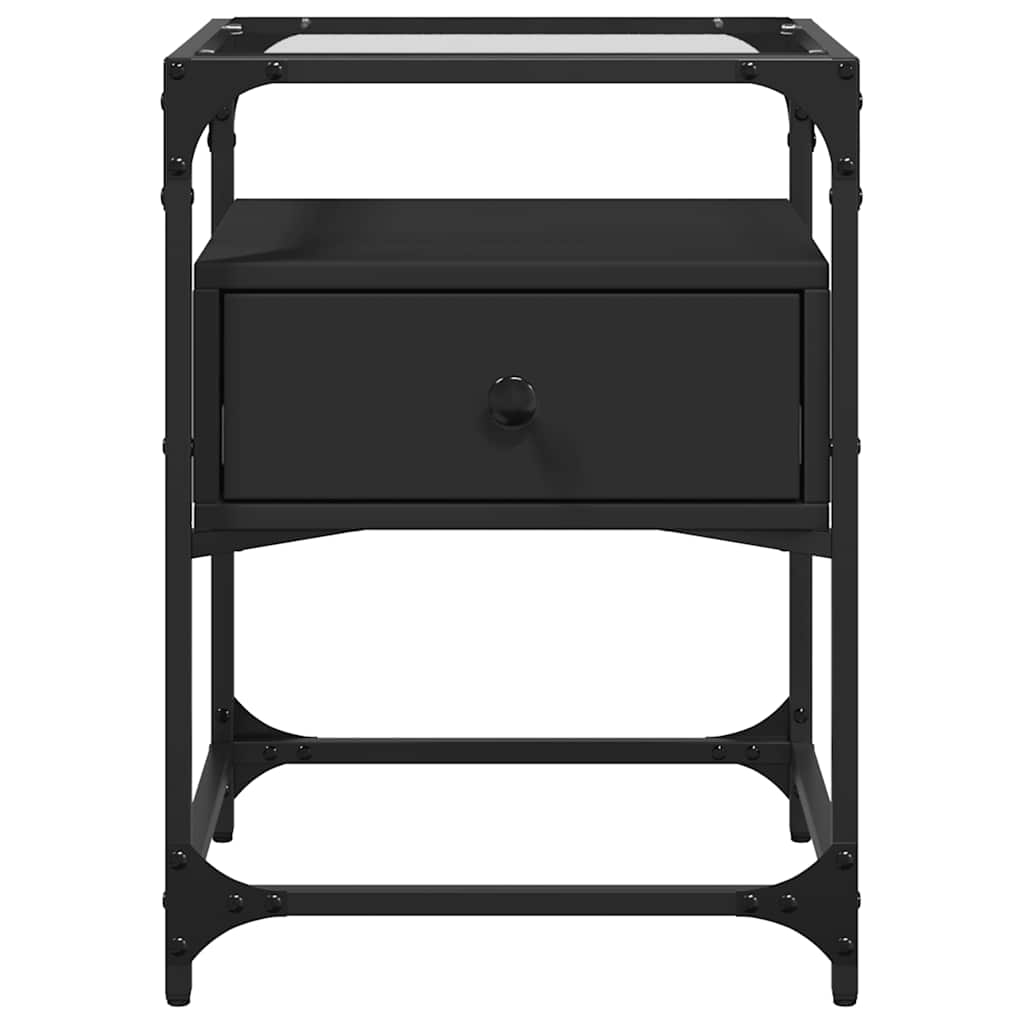 Bedside tables, 2 pcs., black, 40x40x55cm, engineered wood