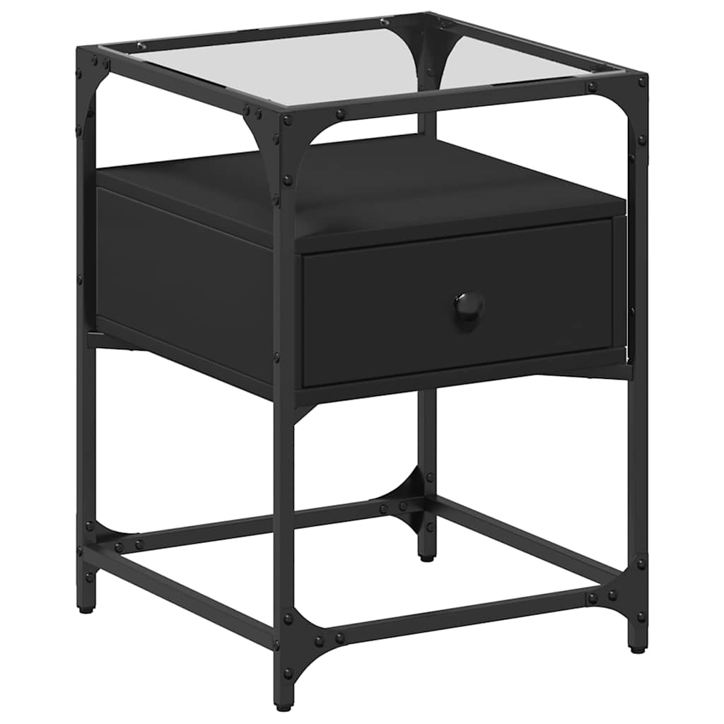 Bedside tables, 2 pcs., black, 40x40x55cm, engineered wood