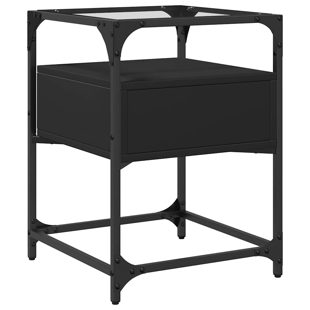 Bedside tables, 2 pcs., black, 40x40x55cm, engineered wood