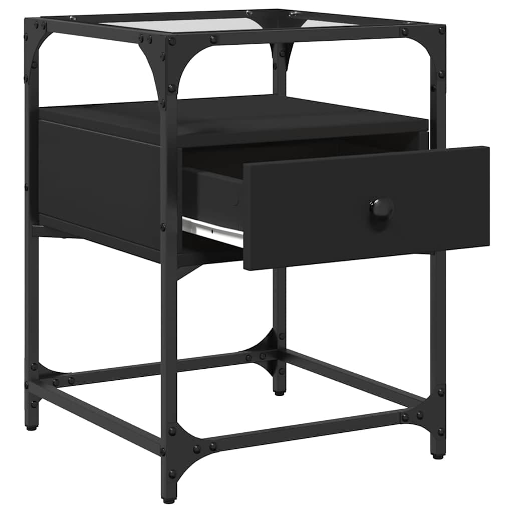 Bedside tables, 2 pcs., black, 40x40x55cm, engineered wood