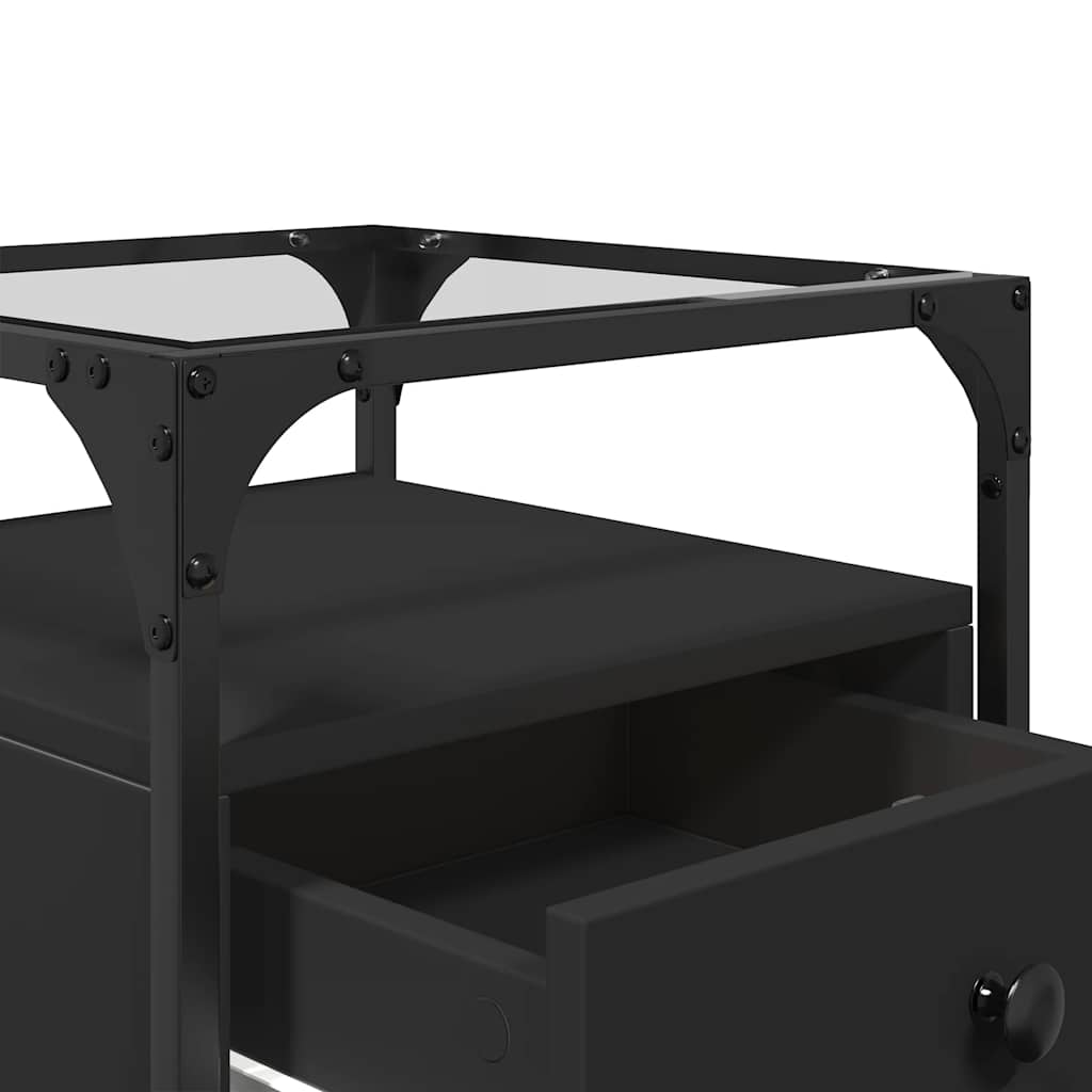 Bedside tables, 2 pcs., black, 40x40x55cm, engineered wood