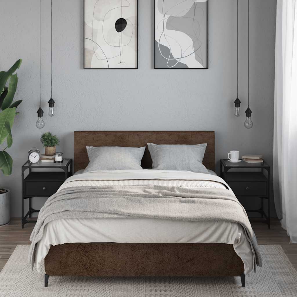 Bedside tables, 2 pcs., black, 40x40x55cm, engineered wood