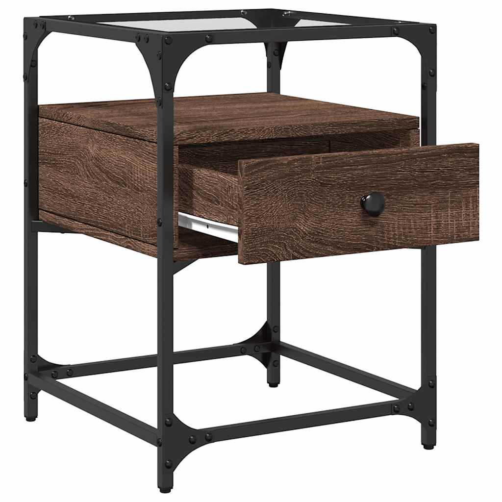 Nightstand, brown oak, 40x40x55cm, engineered wood