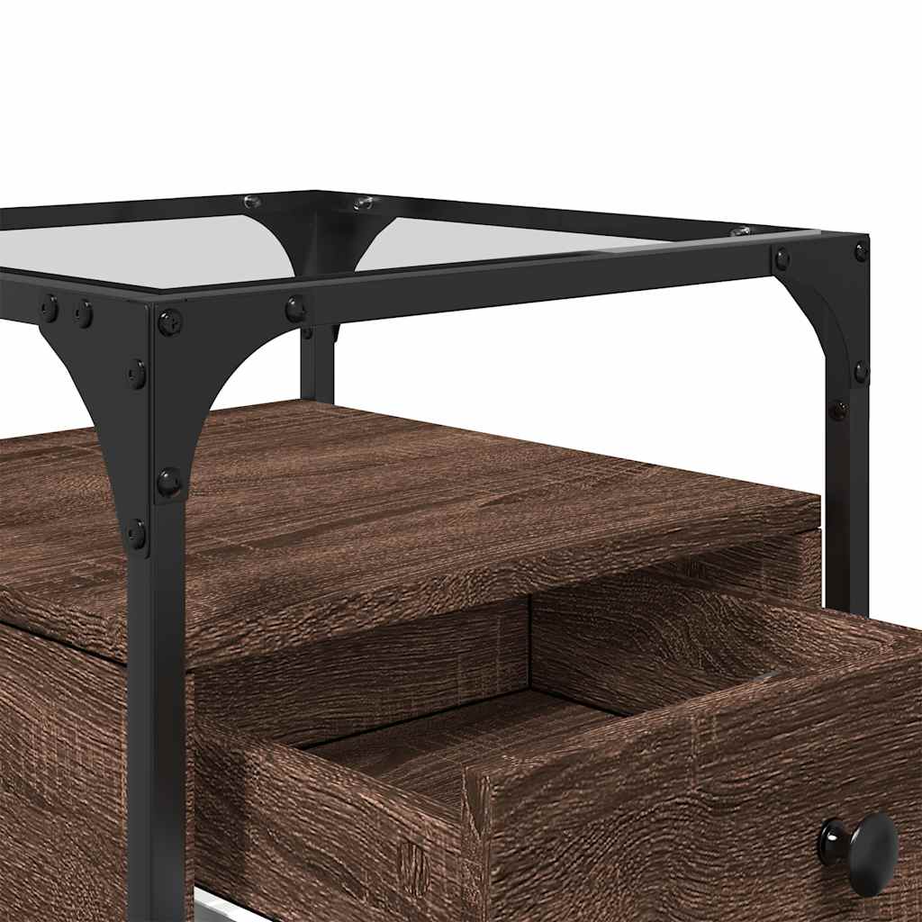 Nightstand, brown oak, 40x40x55cm, engineered wood