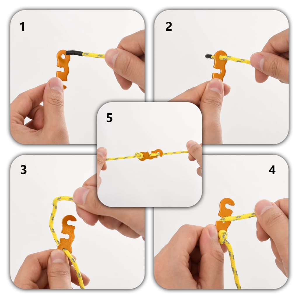 Tent ropes with connectors, 8 pcs., reflective