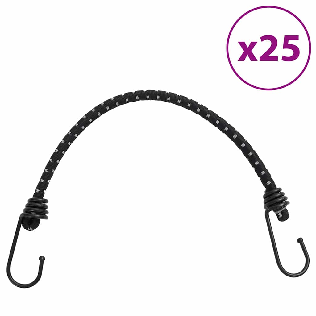 Bungee cords with straps and hooks, 25 pcs, 38cm