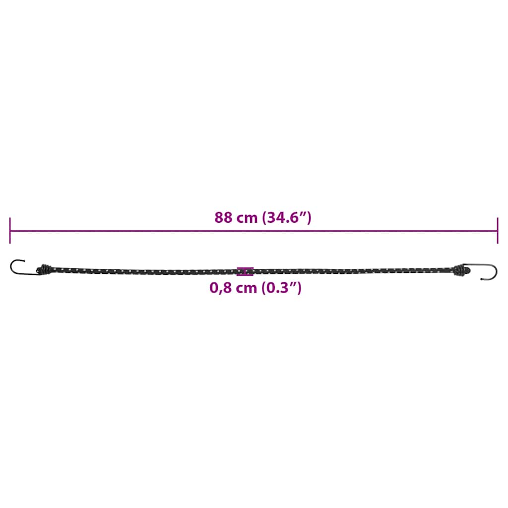 Bungee Cords with Loops and Hooks, 25 pcs., 88cm