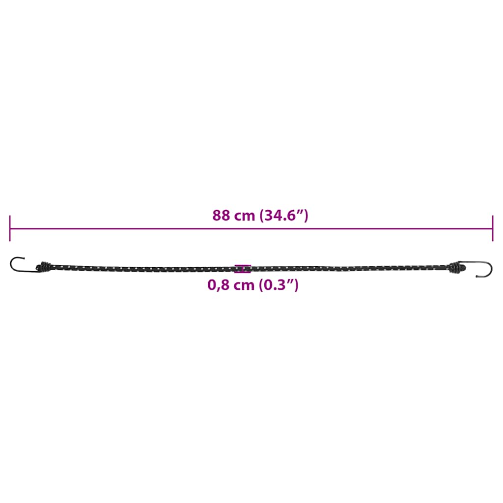 Bungee Cords with Loops and Hooks, 50pcs, 88cm