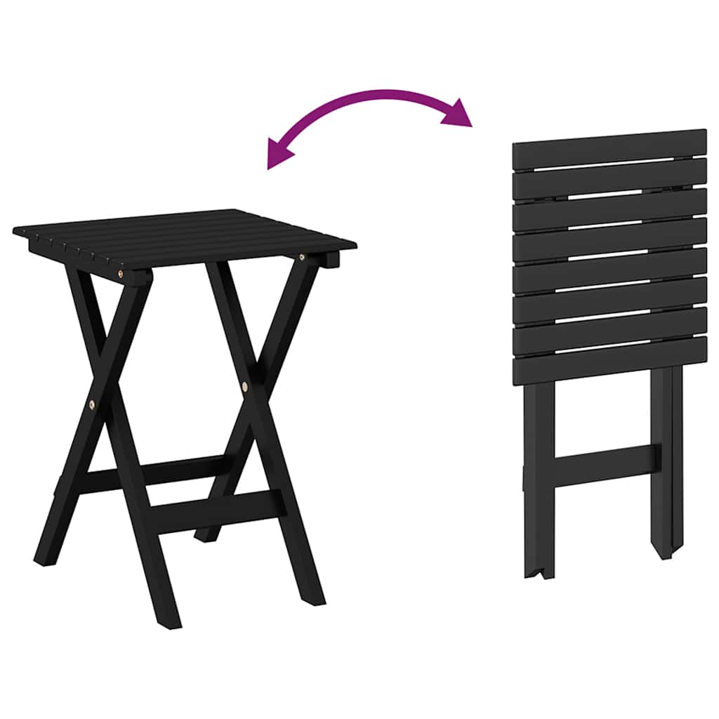 Side table, black, solid poplar, folding