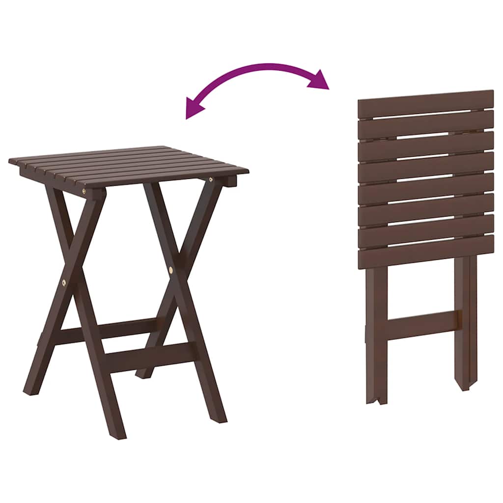 Side table, brown, poplar solid wood, foldable