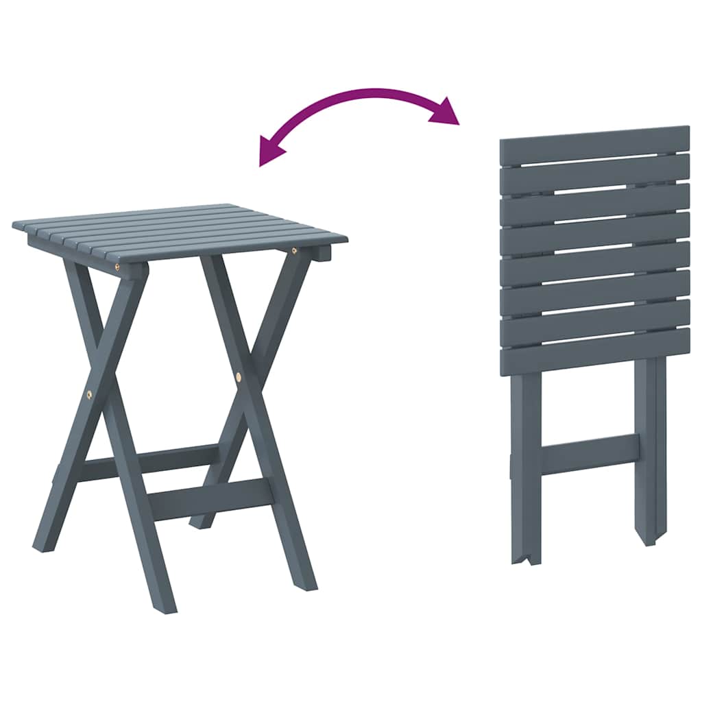 Side table, gray, poplar solid wood, foldable