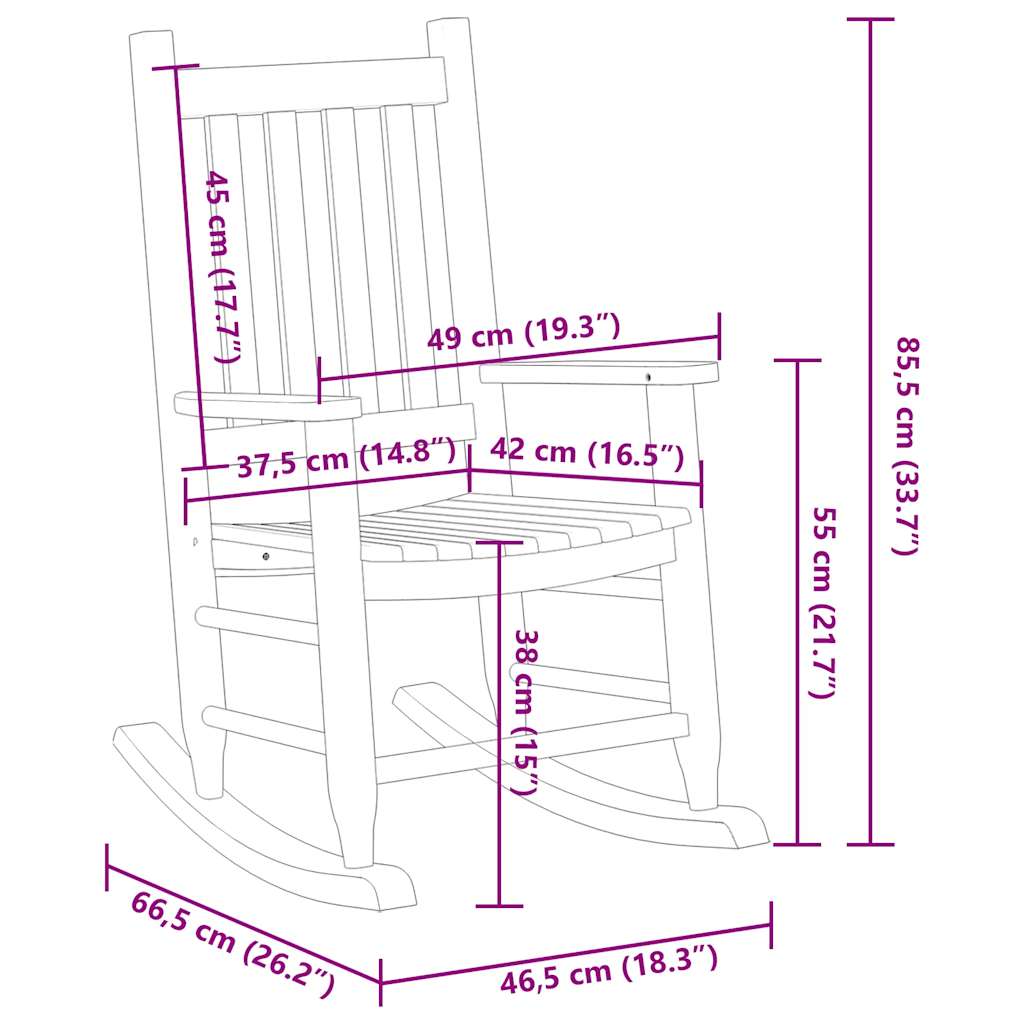 Children's rocking chair, white, poplar solid wood