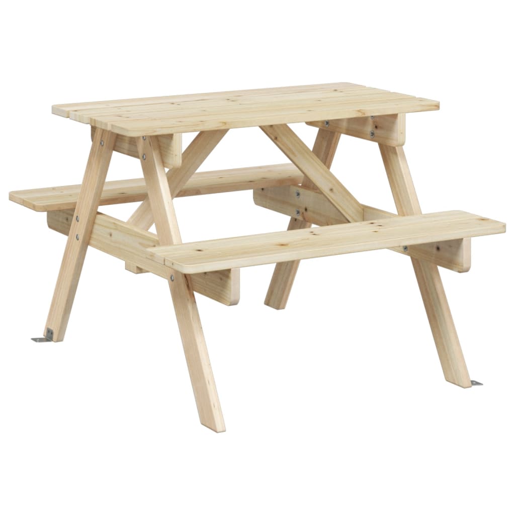 Picnic table for 4 children with umbrella, solid spruce wood