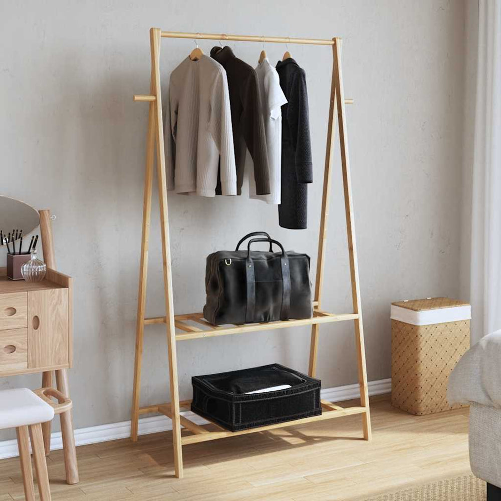 Clothes rack with shelves, 96x45.5x150.5cm, bamboo