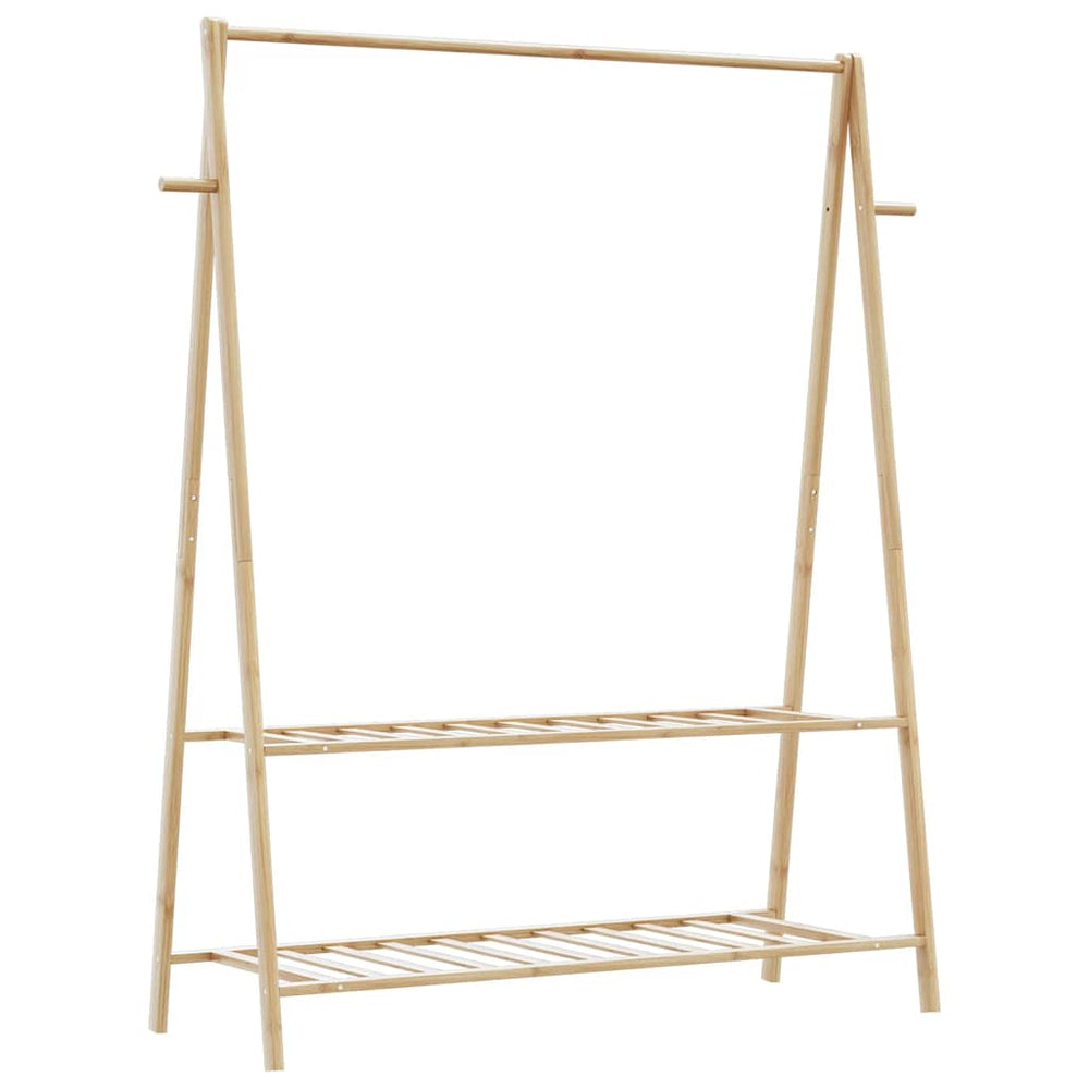 Clothes rack with shelves, 132x45.5x150.5cm, bamboo