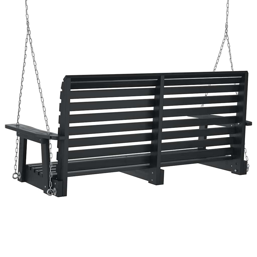 Dārza šūpoles-soliņš ar metāla ķēdēm, melnas, egle