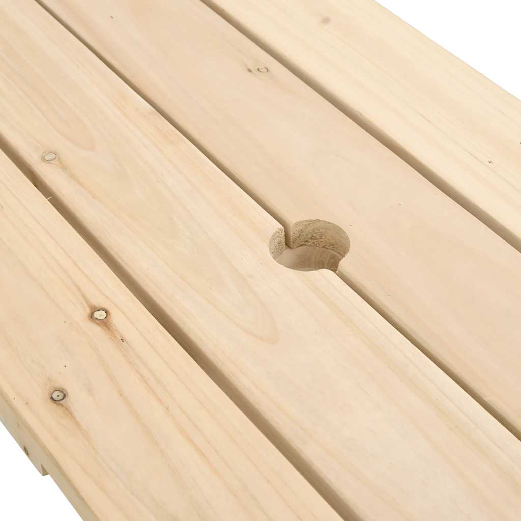 Picnic table for 4 children with parasol hole, solid spruce wood