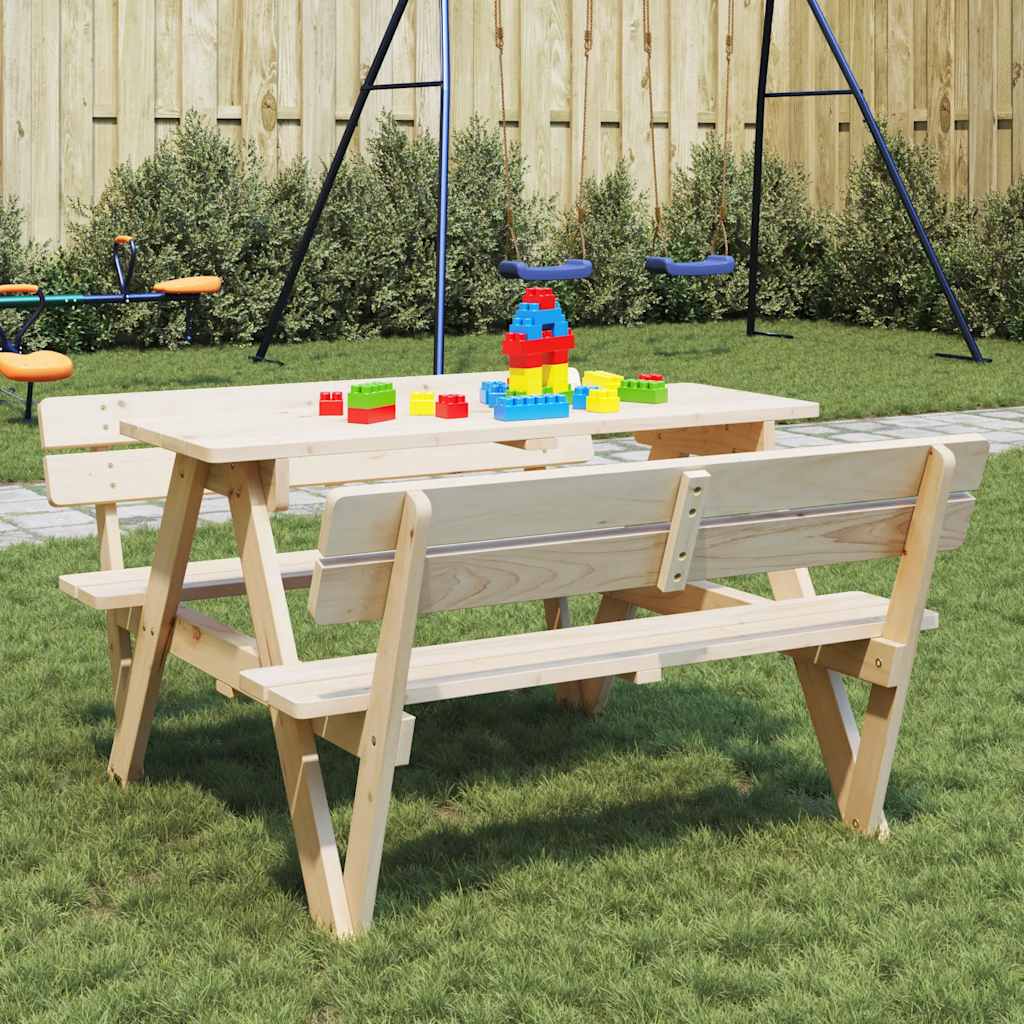 Picnic table for 4 children with parasol hole, solid spruce wood