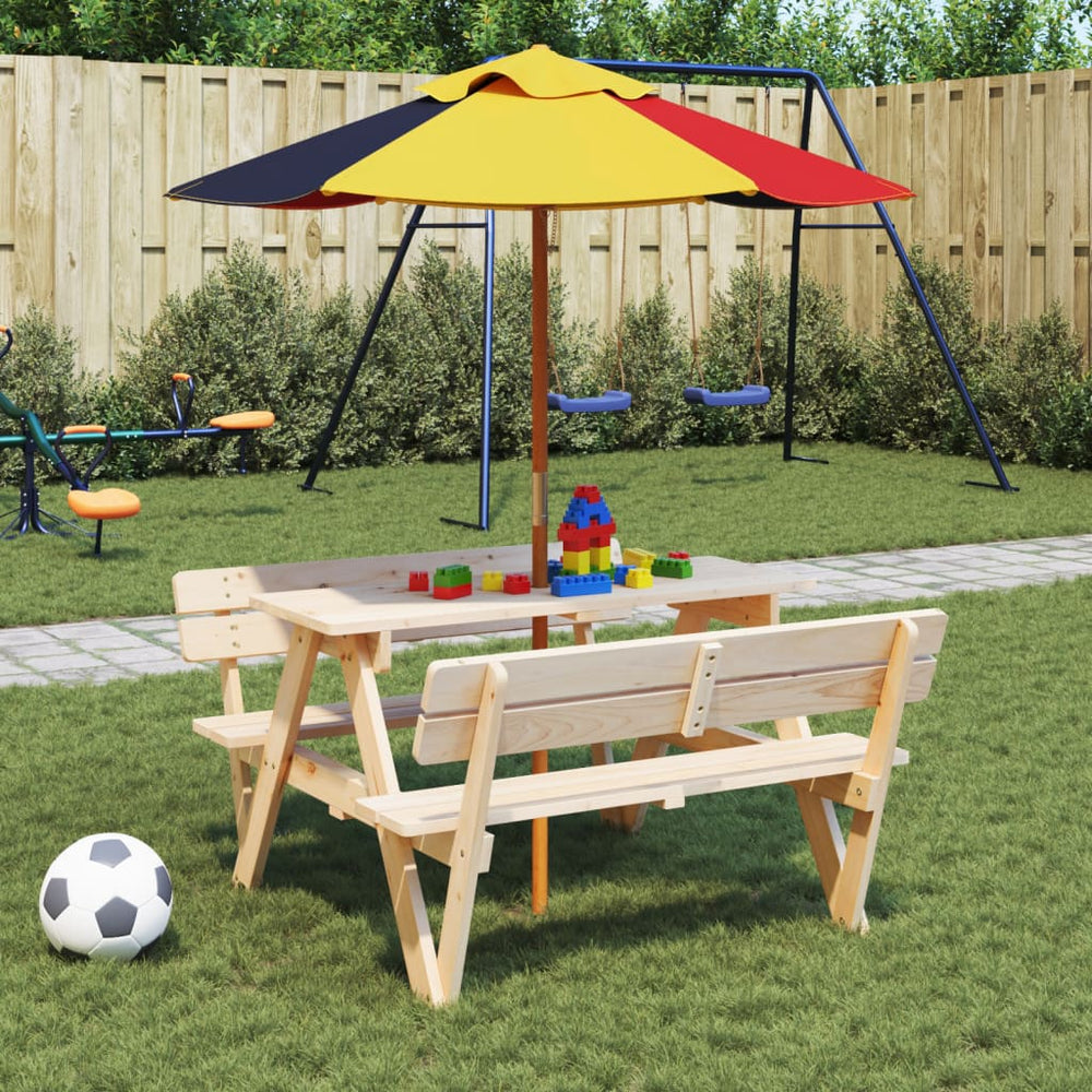 Children's Garden Umbrella with Wooden Pole, Ø120x140cm