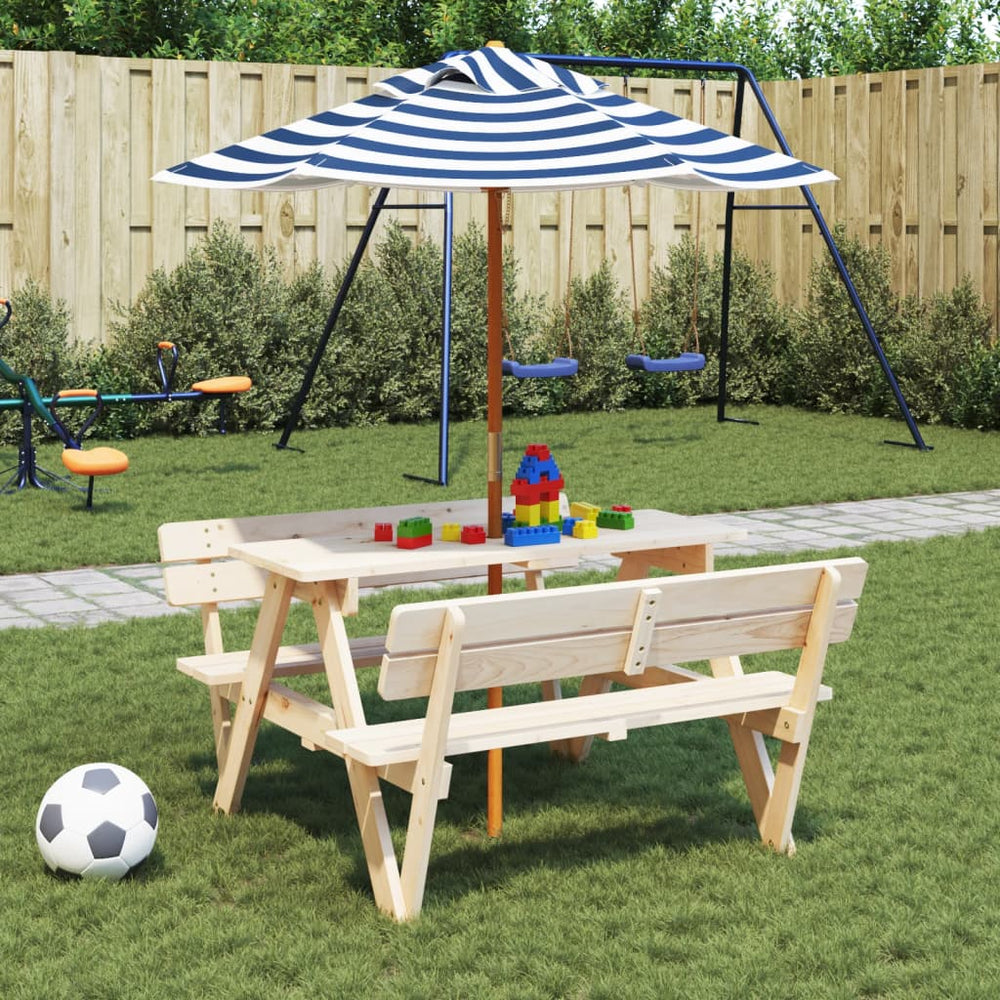Children's Garden Umbrella with Wooden Pole, Ø120x140cm