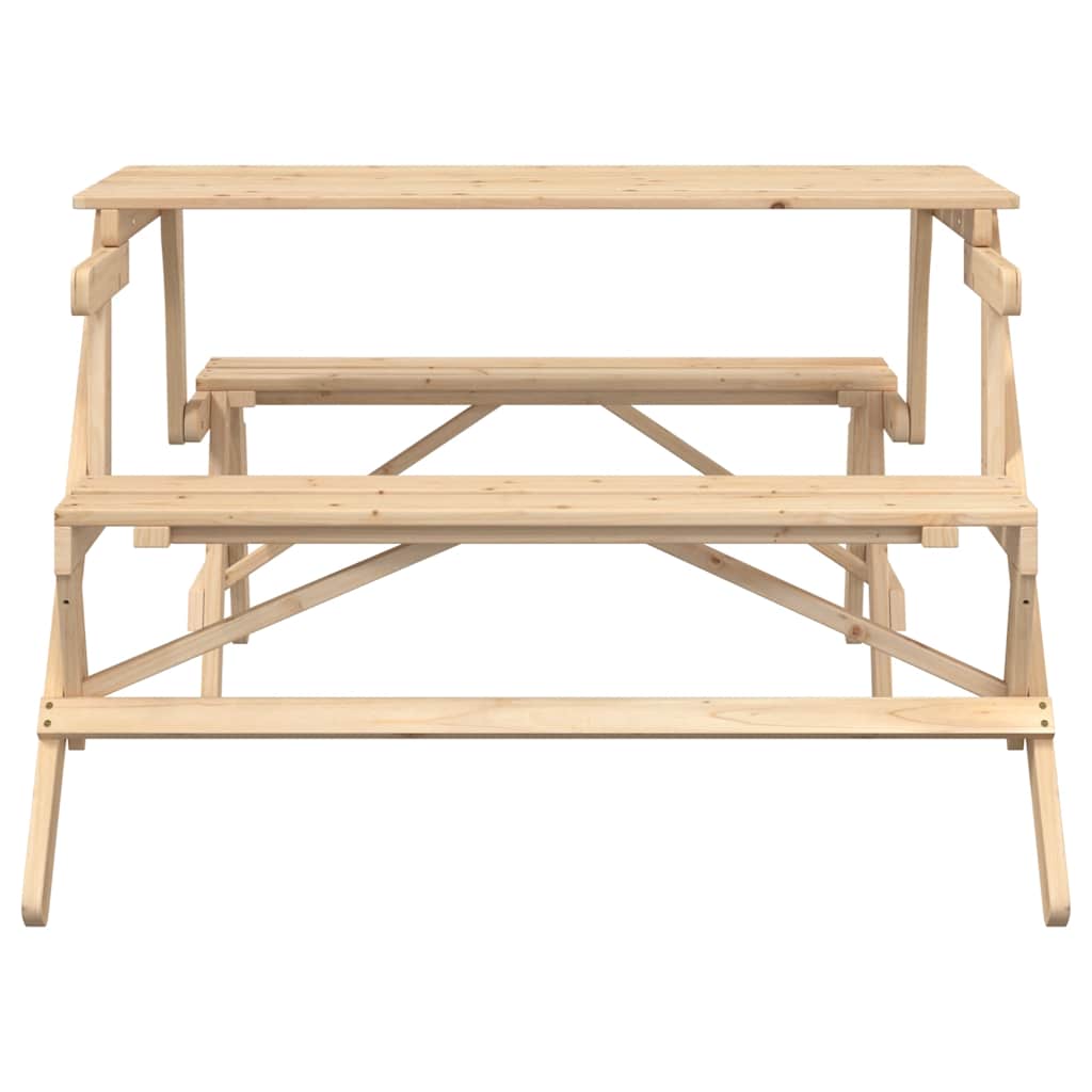 Picnic table with benches 2-in-1, solid spruce wood