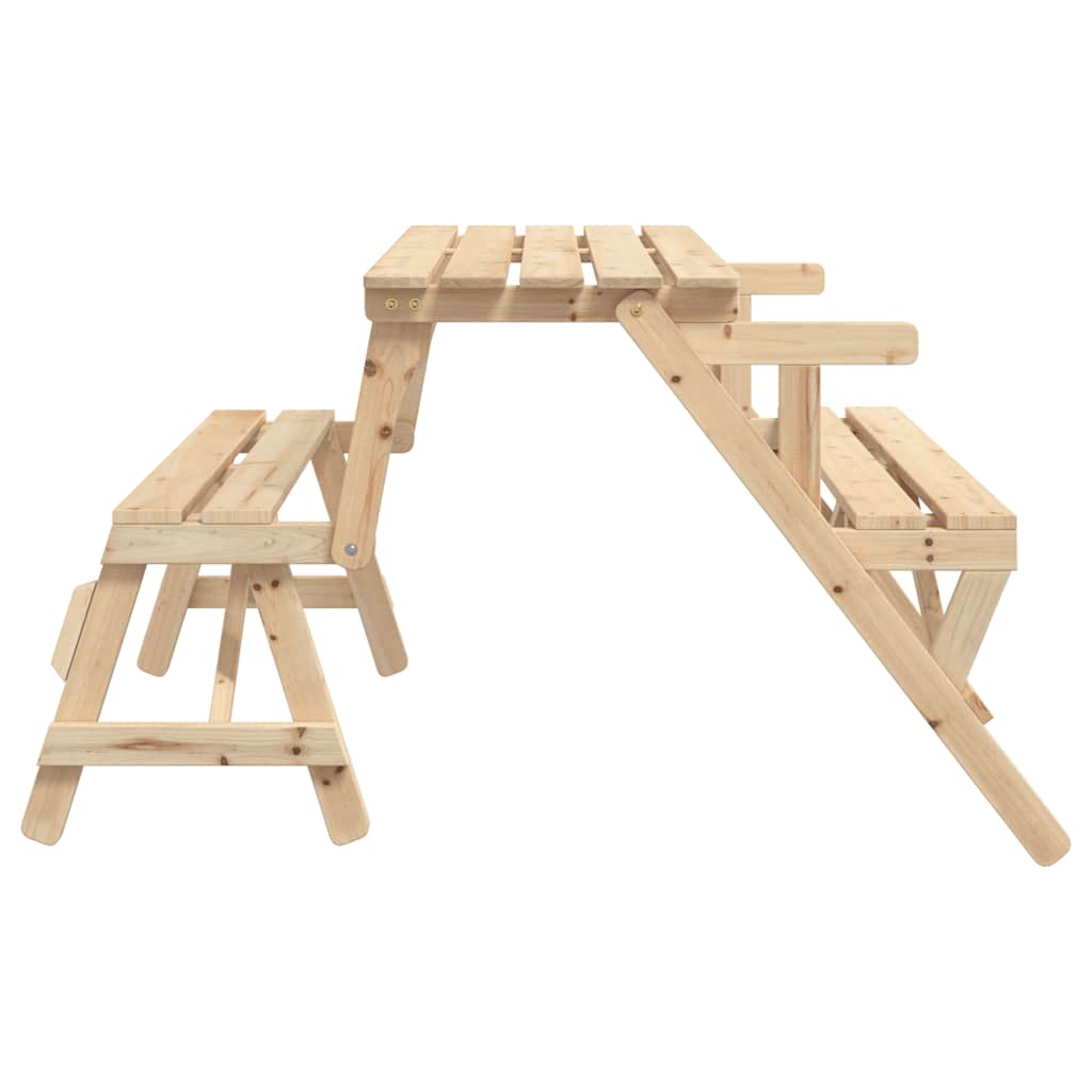 Picnic table with benches 2-in-1, solid spruce wood