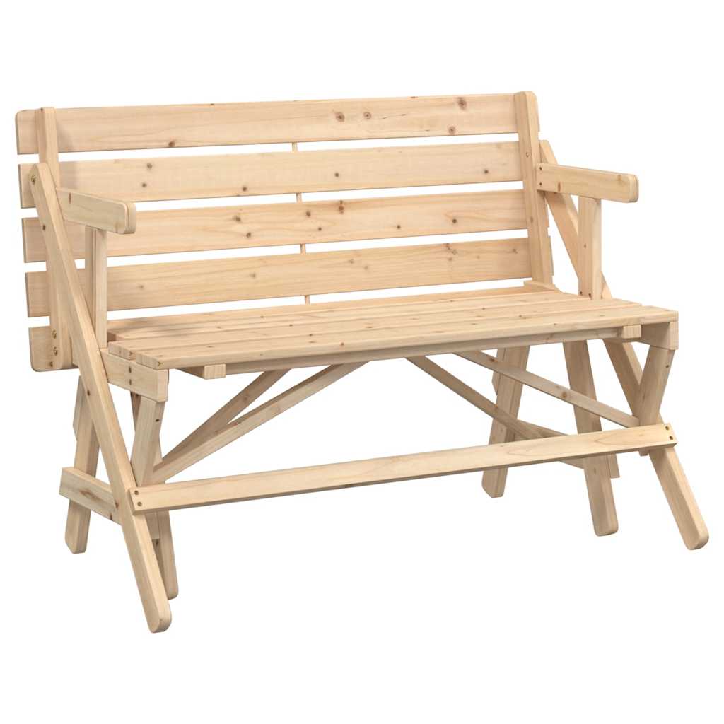 Picnic table with benches 2-in-1, solid spruce wood