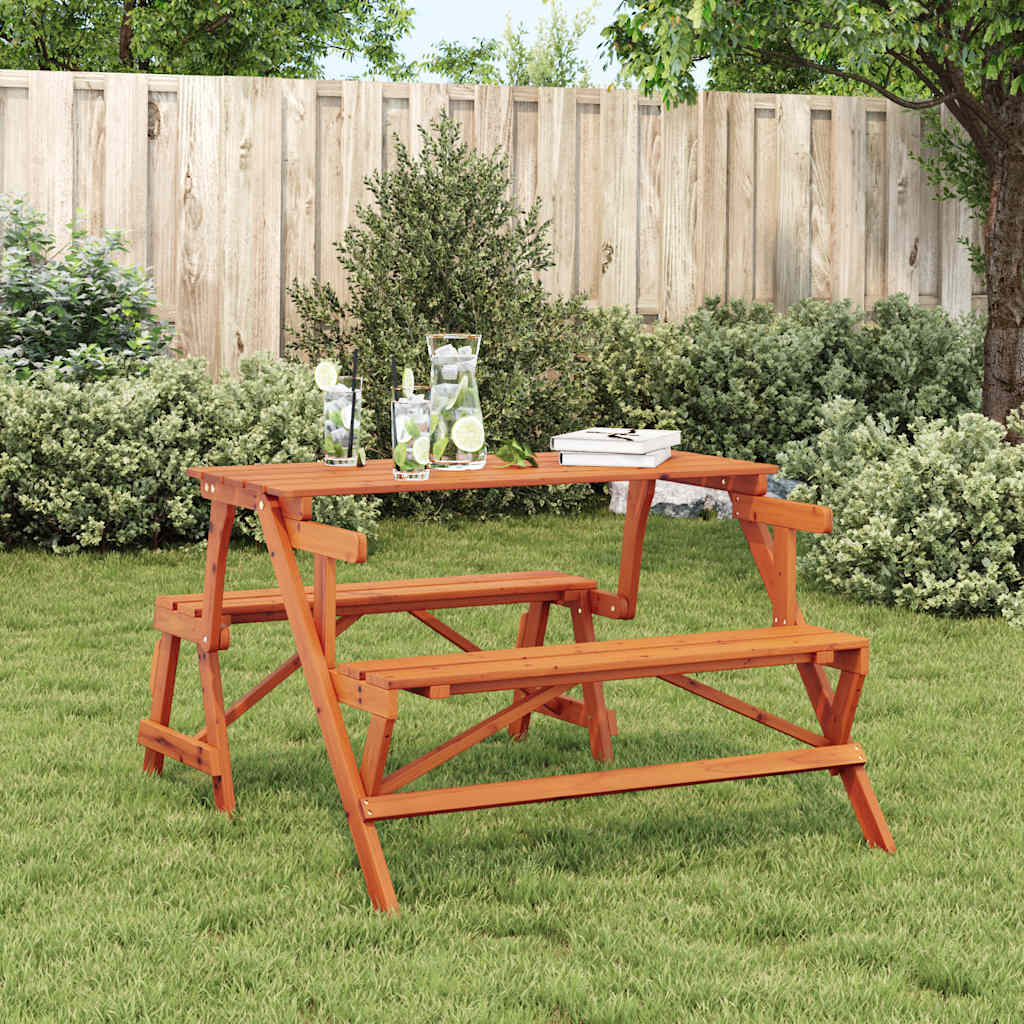 Picnic table with benches 2-in-1, solid spruce wood