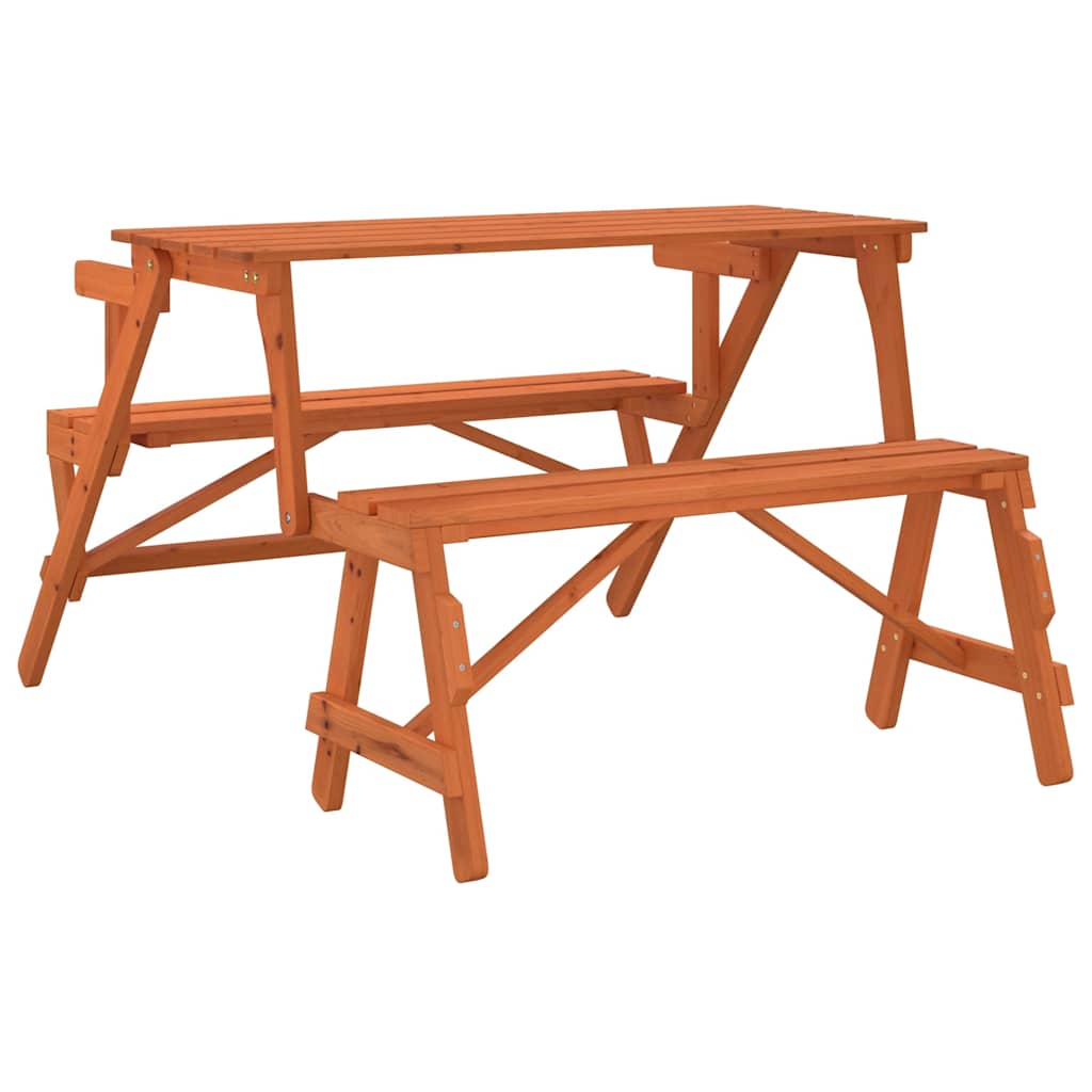 Picnic table with benches 2-in-1, solid spruce wood