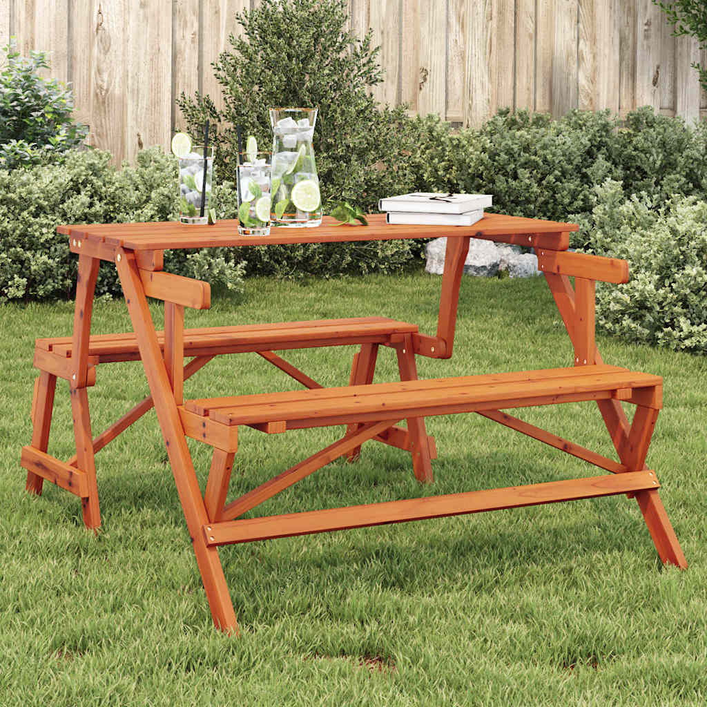 Picnic table with benches 2-in-1, solid spruce wood