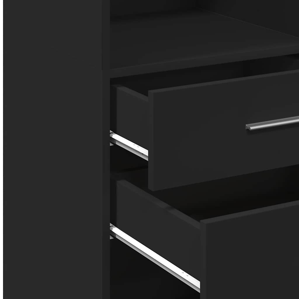 Chest of drawers, black, 40x42.5x124cm, engineered wood