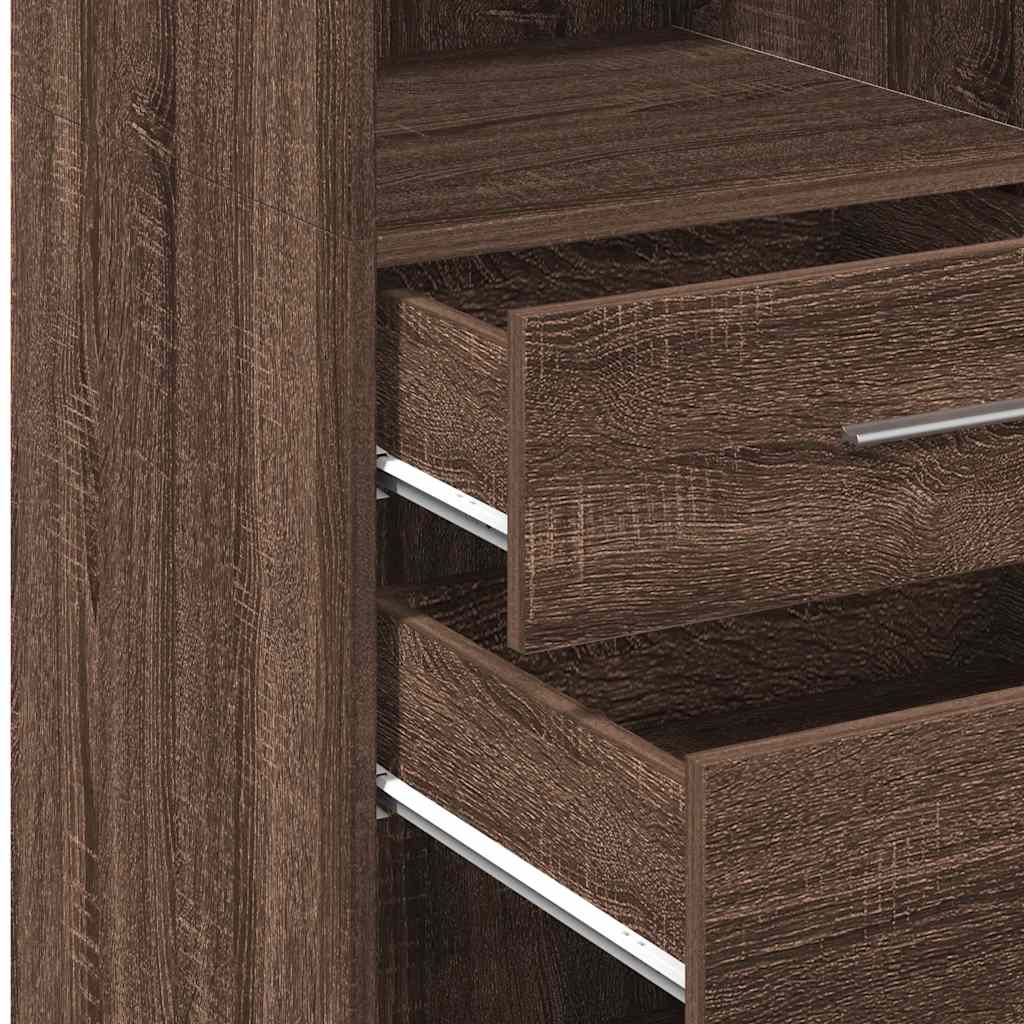 Chest of drawers, brown oak, 50x42.5x124cm, engineered wood