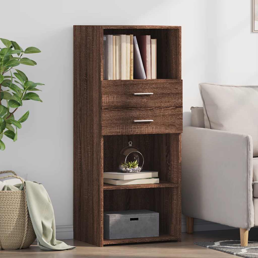 Chest of drawers, brown oak, 50x42.5x124cm, engineered wood