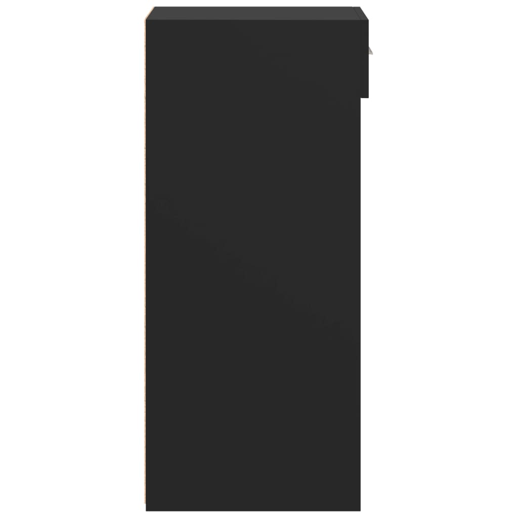 Side cabinet, black, 30x42.5x93cm, engineered wood