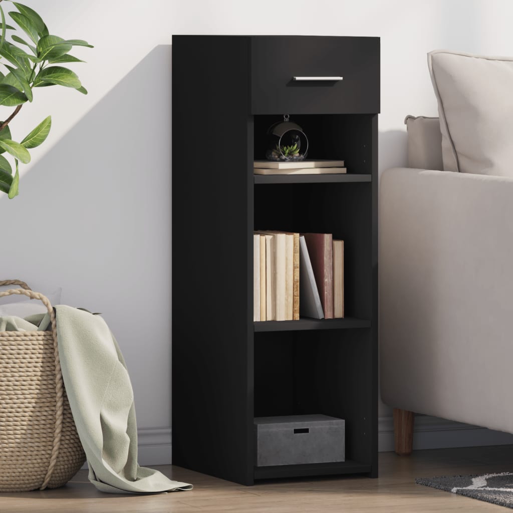 Side cabinet, black, 30x42.5x93cm, engineered wood