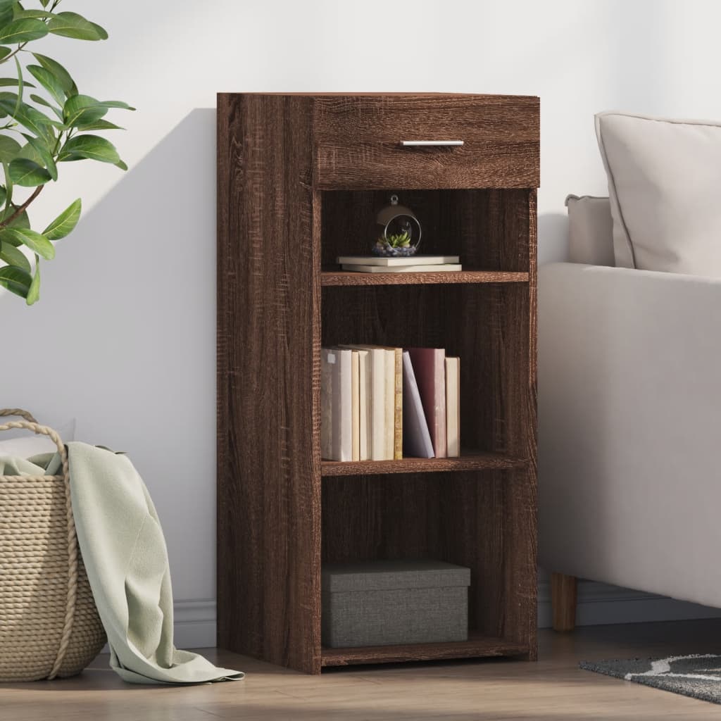 Side cabinet, brown oak, 40x42.5x93cm, engineered wood