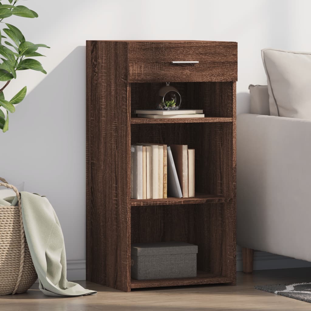 Side cabinet, brown oak, 45x42.5x93cm, engineered wood