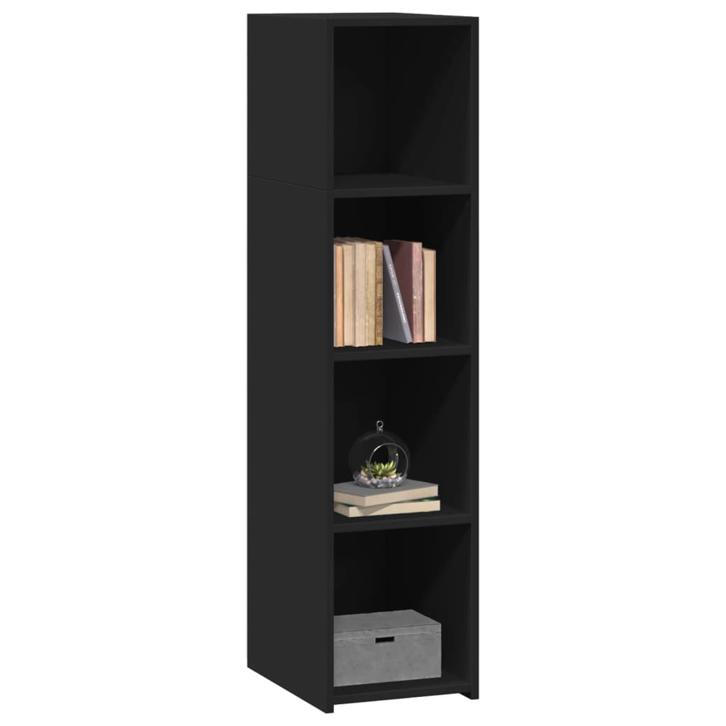 Chest of drawers, black, 30x41x124cm, engineered wood