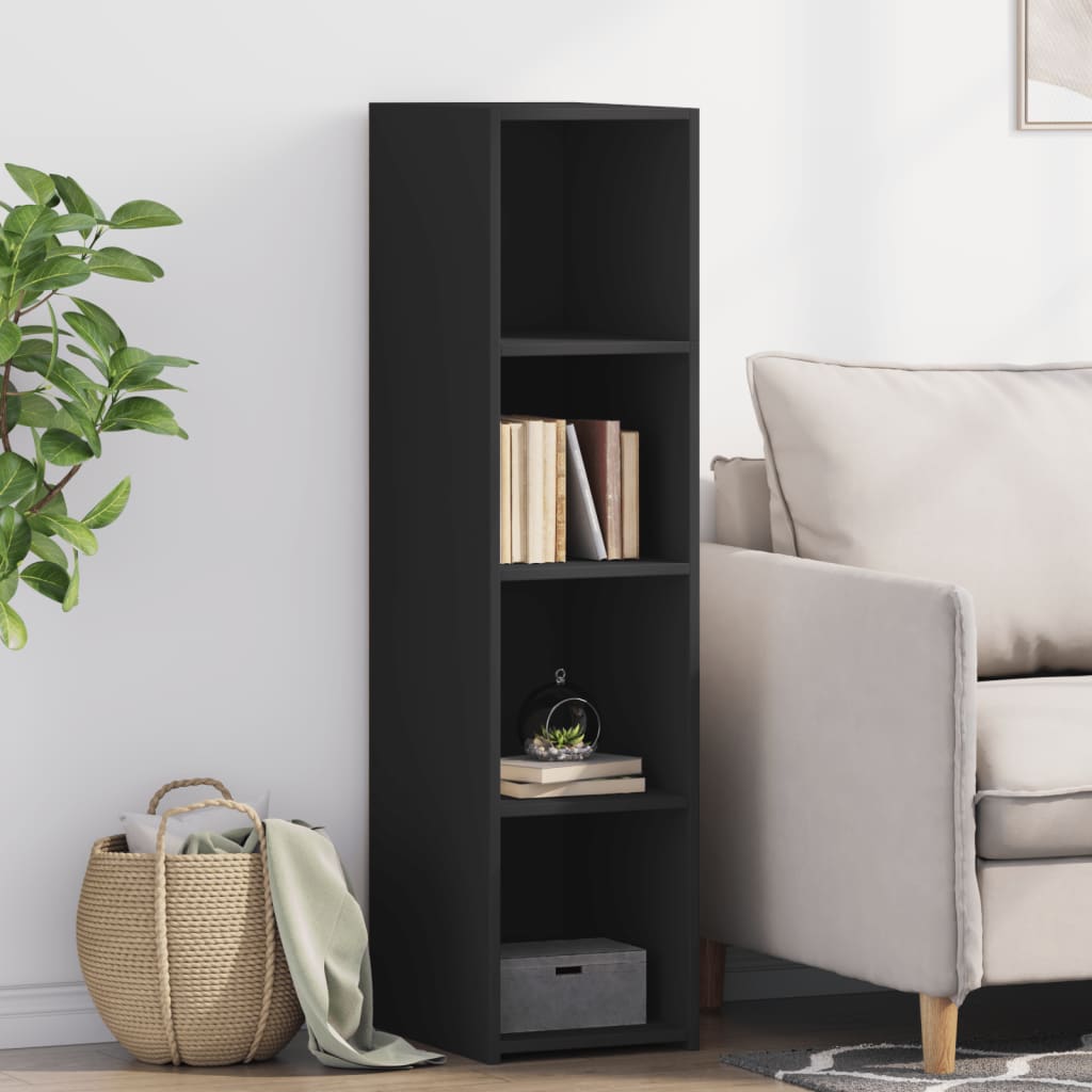 Chest of drawers, black, 30x41x124cm, engineered wood