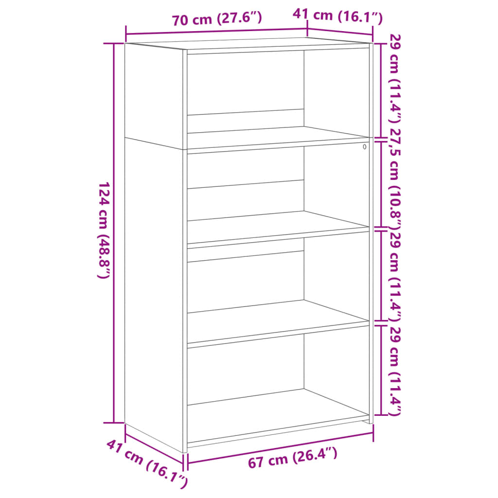 Chest of drawers, Sonoma oak, 70x41x124cm, engineered wood