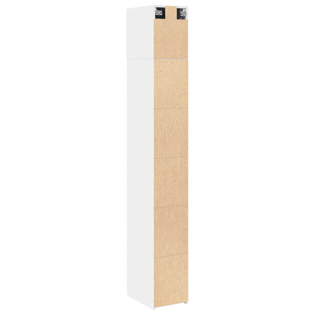 Narrow storage cabinet, white, 30x42.5x225cm, wood