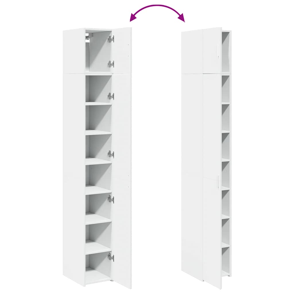 Narrow storage cabinet, white, 30x42.5x225cm, wood