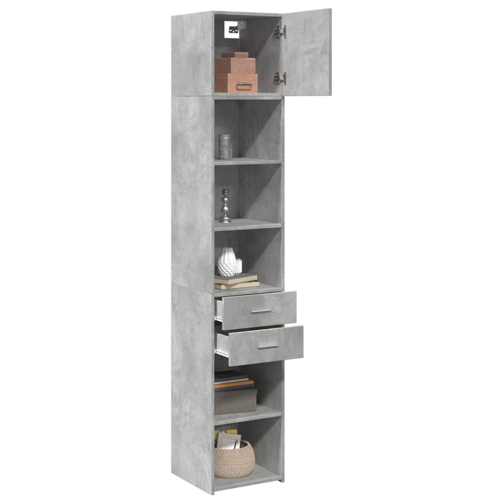 Narrow storage cabinet, concrete grey, 40x42.5x225cm, wood