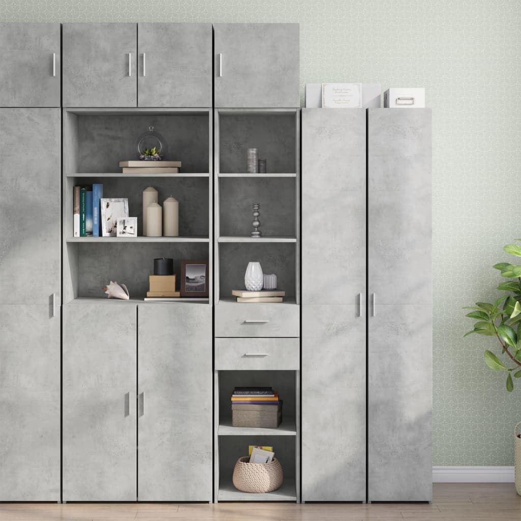 Narrow storage cabinet, concrete grey, 40x42.5x225cm, wood
