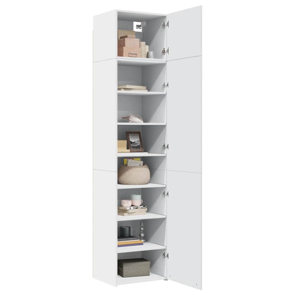 Narrow storage cabinet, white, 50x42.5x225cm, wood