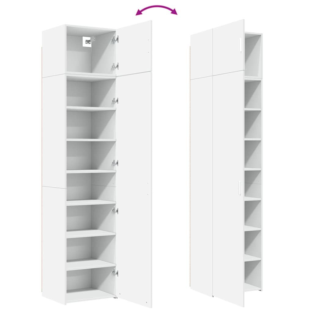 Narrow storage cabinet, white, 50x42.5x225cm, wood